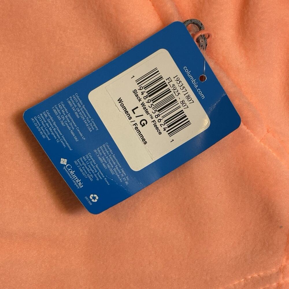 Columbia Women's Slack Water PFG Fleece Pullover Jacket Peach Pink Neon 1/2 Zip - Picture 4 of 9